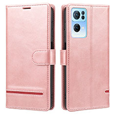 Leather Case Stands Flip Cover Holder SY1 for Oppo Reno7 Pro 5G Pink