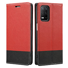 Leather Case Stands Flip Cover Holder SY2 for Realme Q3 5G Red