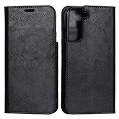Leather Case Stands Flip Cover Holder T01D for Samsung Galaxy S21 5G Black
