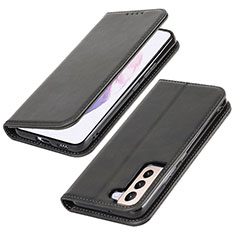 Leather Case Stands Flip Cover Holder T06D for Samsung Galaxy S21 5G Black