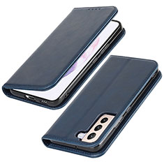 Leather Case Stands Flip Cover Holder T06D for Samsung Galaxy S21 5G Blue