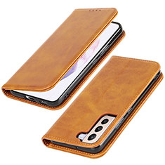 Leather Case Stands Flip Cover Holder T06D for Samsung Galaxy S21 FE 5G Khaki