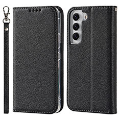 Leather Case Stands Flip Cover Holder T08D for Samsung Galaxy S21 5G Black