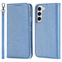 Leather Case Stands Flip Cover Holder T08D for Samsung Galaxy S21 5G Blue