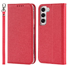 Leather Case Stands Flip Cover Holder T08D for Samsung Galaxy S21 FE 5G Red