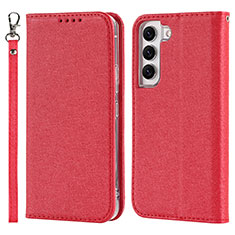 Leather Case Stands Flip Cover Holder T08D for Samsung Galaxy S21 Plus 5G Red