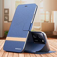 Leather Case Stands Flip Cover Holder TB1 for Xiaomi Mi 13T 5G Blue