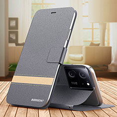 Leather Case Stands Flip Cover Holder TB1 for Xiaomi Mi 13T 5G Gray