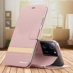 Leather Case Stands Flip Cover Holder TB1 for Xiaomi Mi 13T 5G Rose Gold