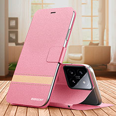 Leather Case Stands Flip Cover Holder TB1 for Xiaomi Mi 14 Pro 5G Hot Pink