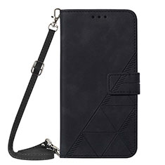 Leather Case Stands Flip Cover Holder Y01B for Apple iPhone 13 Pro Black