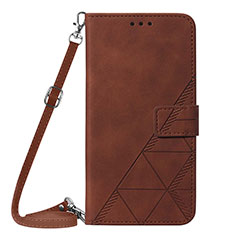 Leather Case Stands Flip Cover Holder Y01B for Apple iPhone 13 Pro Brown