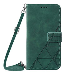 Leather Case Stands Flip Cover Holder Y01B for Apple iPhone 13 Pro Green