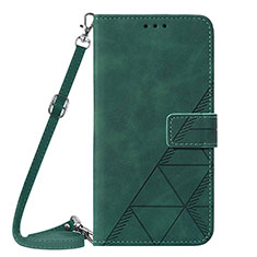 Leather Case Stands Flip Cover Holder Y01B for Apple iPhone 14 Green