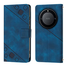 Leather Case Stands Flip Cover Holder Y01B for Huawei Honor Magic5 Lite 5G Blue