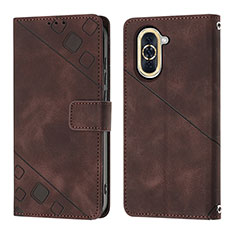 Leather Case Stands Flip Cover Holder Y01B for Huawei Nova 10 Pro Brown
