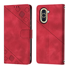 Leather Case Stands Flip Cover Holder Y01B for Huawei Nova 10 Pro Red