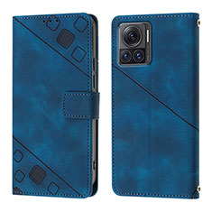 Leather Case Stands Flip Cover Holder Y01B for Motorola Moto Edge 30 Ultra 5G Blue