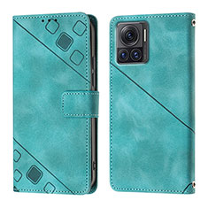 Leather Case Stands Flip Cover Holder Y01B for Motorola Moto Edge 30 Ultra 5G Green