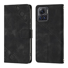 Leather Case Stands Flip Cover Holder Y01B for Motorola Moto Edge X30 Pro 5G Black