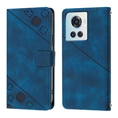 Leather Case Stands Flip Cover Holder Y01B for OnePlus 10R 5G Blue