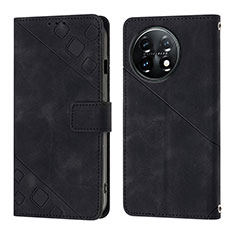 Leather Case Stands Flip Cover Holder Y01B for OnePlus 11 5G Black