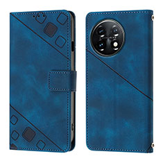 Leather Case Stands Flip Cover Holder Y01B for OnePlus 11 5G Blue