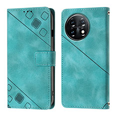 Leather Case Stands Flip Cover Holder Y01B for OnePlus 11 5G Green