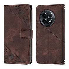 Leather Case Stands Flip Cover Holder Y01B for OnePlus 11R 5G Brown