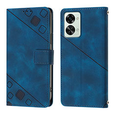 Leather Case Stands Flip Cover Holder Y01B for OnePlus Nord 2T 5G Blue