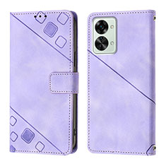 Leather Case Stands Flip Cover Holder Y01B for OnePlus Nord 2T 5G Purple