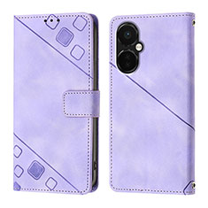 Leather Case Stands Flip Cover Holder Y01B for OnePlus Nord CE 3 5G Purple