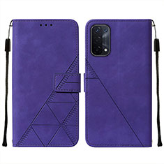 Leather Case Stands Flip Cover Holder Y01B for OnePlus Nord N200 5G Purple