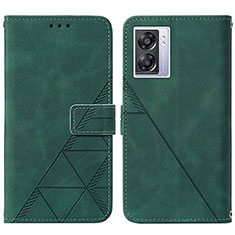 Leather Case Stands Flip Cover Holder Y01B for Oppo A56S 5G Green