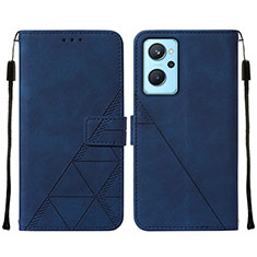 Leather Case Stands Flip Cover Holder Y01B for Oppo A96 4G Blue