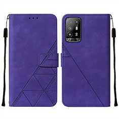 Leather Case Stands Flip Cover Holder Y01B for Oppo F19 Pro+ Plus 5G Purple
