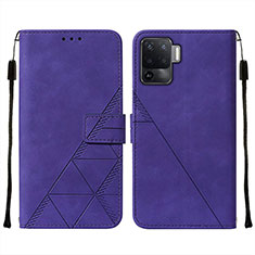 Leather Case Stands Flip Cover Holder Y01B for Oppo F19 Pro Purple