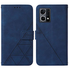 Leather Case Stands Flip Cover Holder Y01B for Oppo F21 Pro 4G Blue