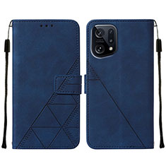 Leather Case Stands Flip Cover Holder Y01B for Oppo Find X5 5G Blue