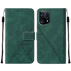 Leather Case Stands Flip Cover Holder Y01B for Oppo Find X5 5G Green