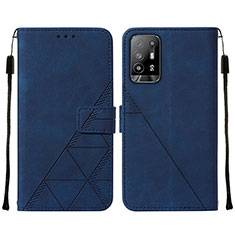 Leather Case Stands Flip Cover Holder Y01B for Oppo Reno5 Z 5G Blue