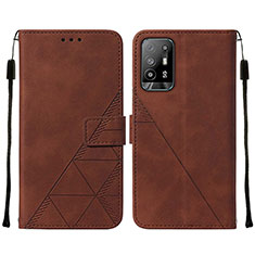 Leather Case Stands Flip Cover Holder Y01B for Oppo Reno5 Z 5G Brown