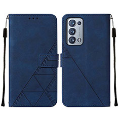 Leather Case Stands Flip Cover Holder Y01B for Oppo Reno6 Pro 5G Blue