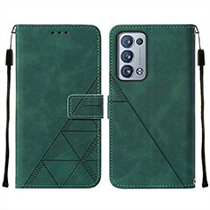 Leather Case Stands Flip Cover Holder Y01B for Oppo Reno6 Pro 5G Green