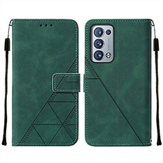 Leather Case Stands Flip Cover Holder Y01B for Oppo Reno6 Pro+ Plus 5G Green