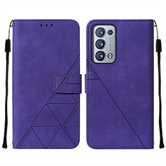 Leather Case Stands Flip Cover Holder Y01B for Oppo Reno6 Pro+ Plus 5G Purple