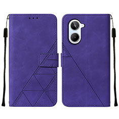 Leather Case Stands Flip Cover Holder Y01B for Realme 10 4G Purple