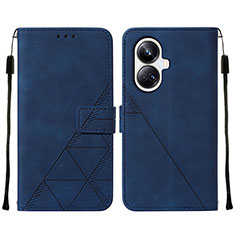 Leather Case Stands Flip Cover Holder Y01B for Realme 10 Pro+ Plus 5G Blue