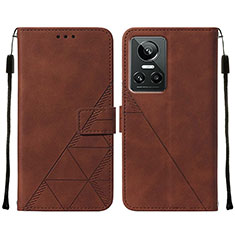 Leather Case Stands Flip Cover Holder Y01B for Realme GT Neo3 5G Brown
