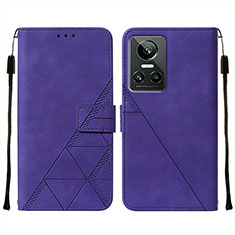 Leather Case Stands Flip Cover Holder Y01B for Realme GT Neo3 5G Purple